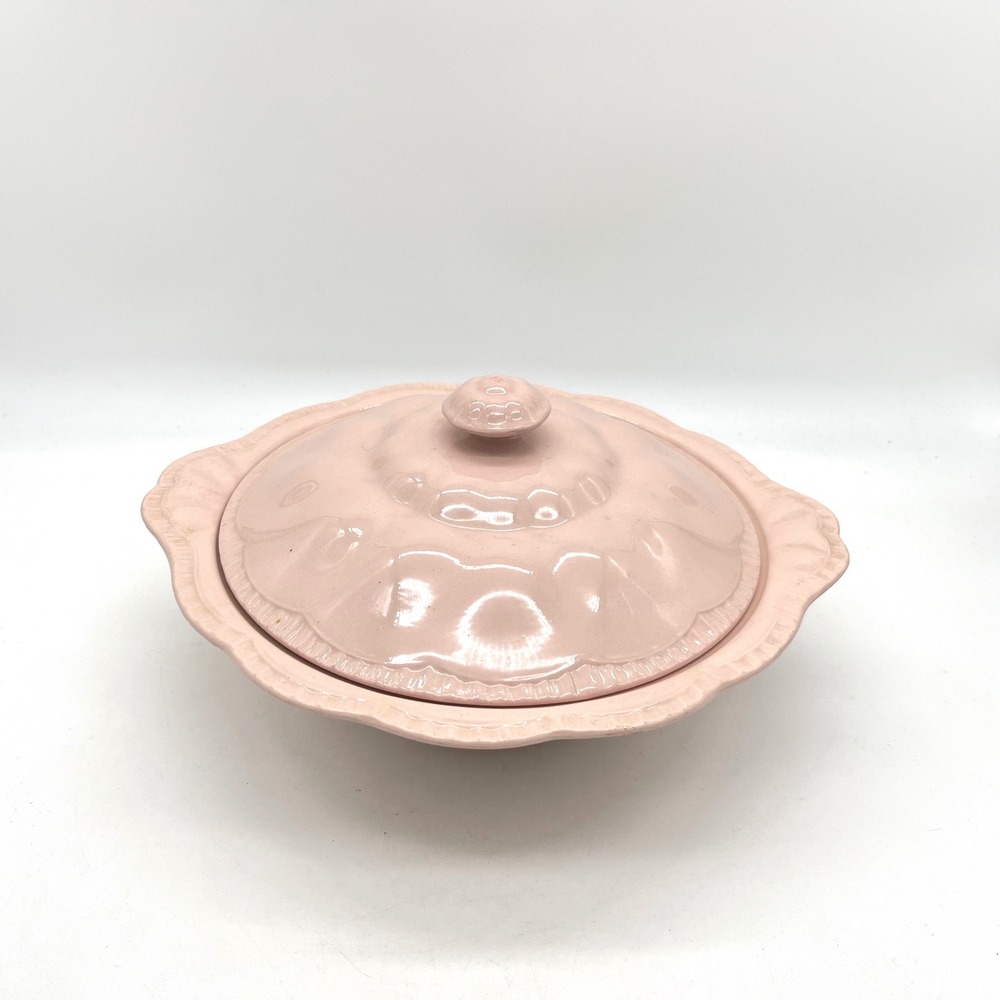 Vintage J&G Meakin SOL Rosa Pink Lidded Tureen Scalloped Serving Bowl England